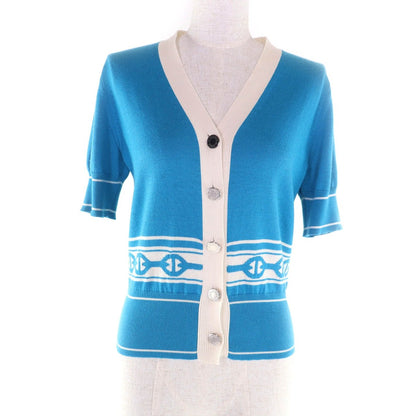 Hermes Cashmere Silk Blend Silver Series Button Chaine D'ancre