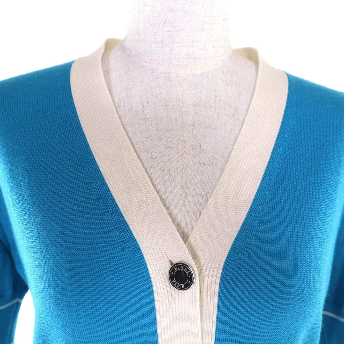 Hermes Cashmere Silk Blend Silver Series Button Chaine D'ancre — view 4