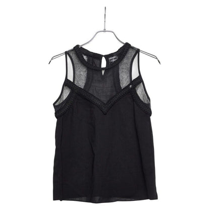 Chanel CC Logo Mesh Top Sleeveless Black Line Stone
