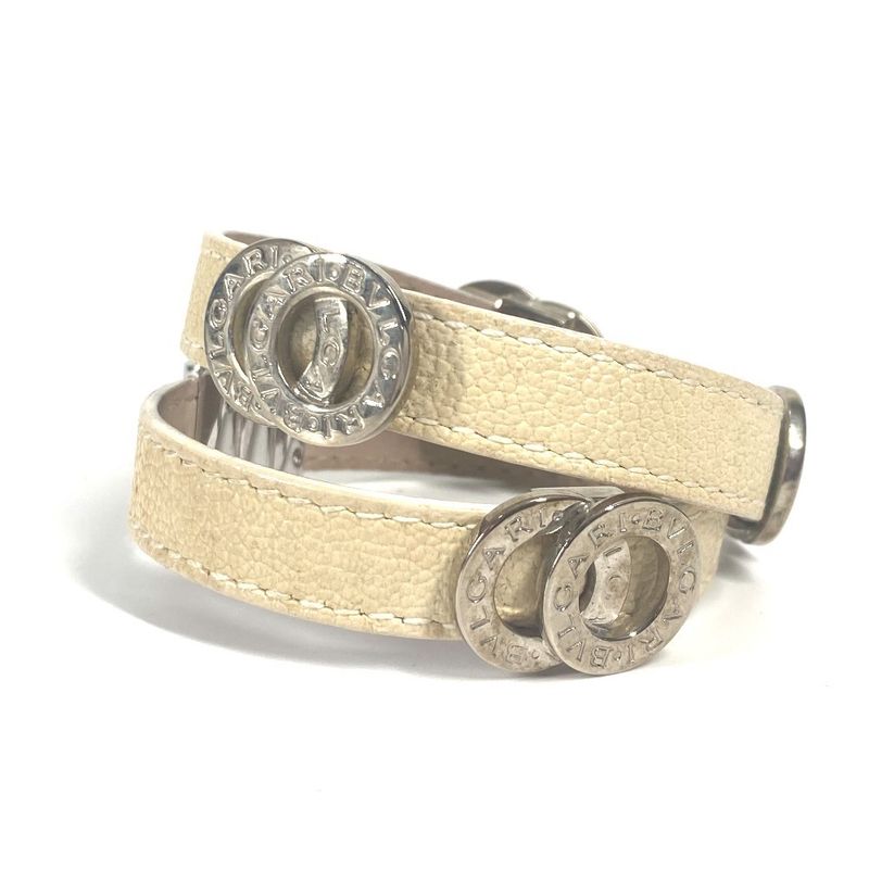 Bvlgari Bracelet Bvlgari Logo Double Coiled Leather Beige