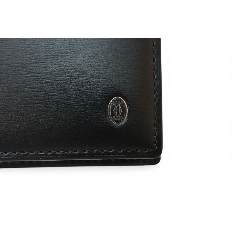 Cartier Wallet Billfold Leather Pasha Black Silver — view 3