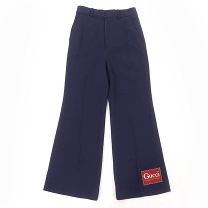 Gucci 624955 Center Press Wide Pants With Logo Patch Navy 36 Made In Italy