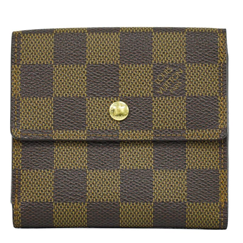 Authentic Louis Vuitton LV Portefeuille Elise Damier Ebène Fold Wallet Brown