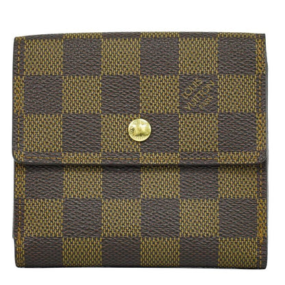 Authentic Louis Vuitton LV Portefeuille Elise Damier Ebène Fold Wallet Brown