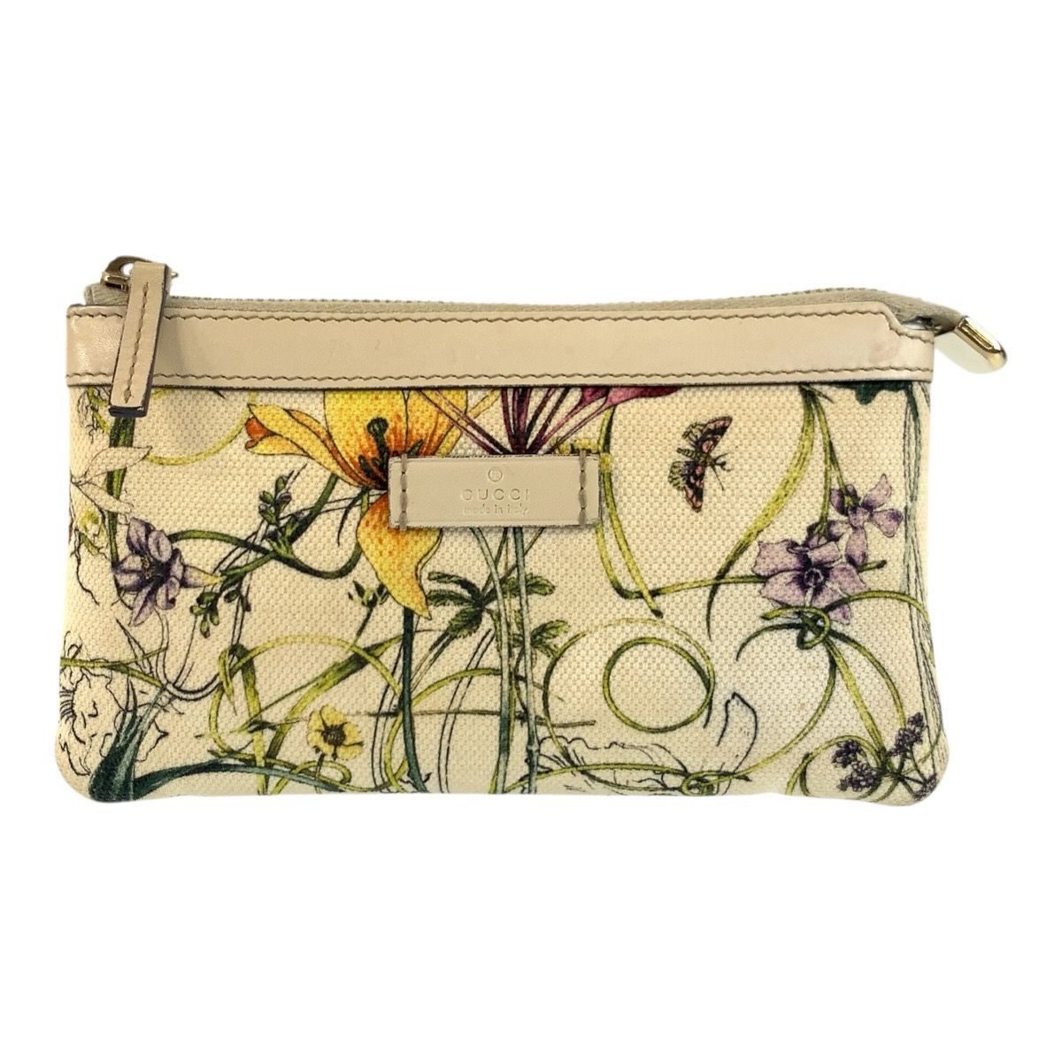 Gucci Flora Ivory Gold Canvas Pouch Case