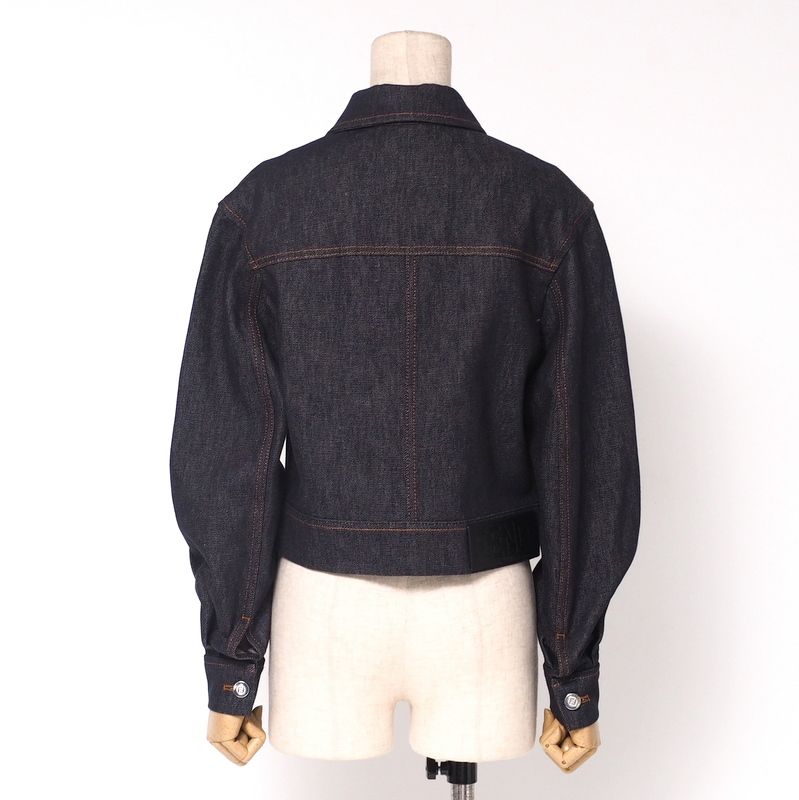 2023Fendi Denim Jacket Size 36 G-jacket Zip Up Jacket FF Cotton Indigo