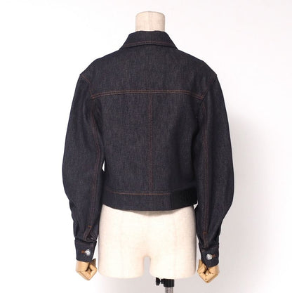 2023Fendi Denim Jacket Size 36 G-jacket Zip Up Jacket FF Cotton Indigo