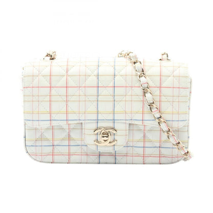 Chanel Shoulder Bag Mini Quilted 20 White Multi Leather