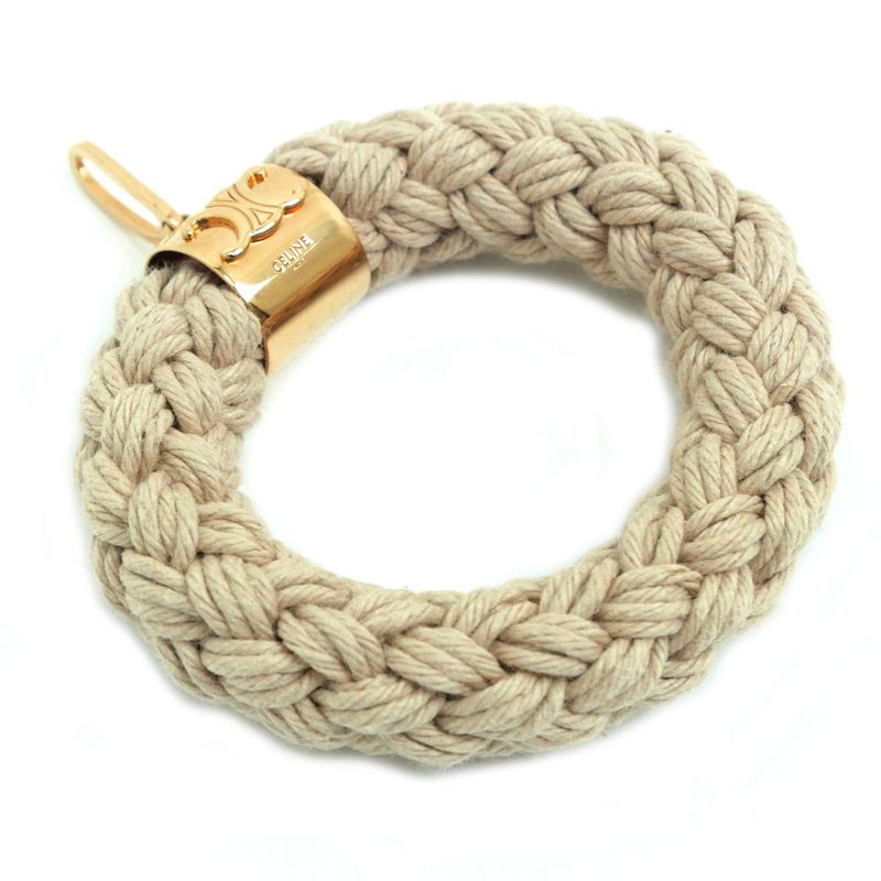Celine Pendant Top Scrunchie Beige Gold Hardware Plated Accessory-