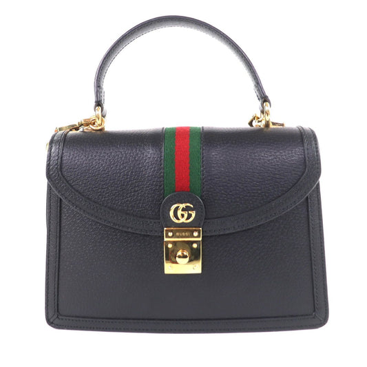 Gucci Ophidia Medium Bag Leather 2-Way Black Gold