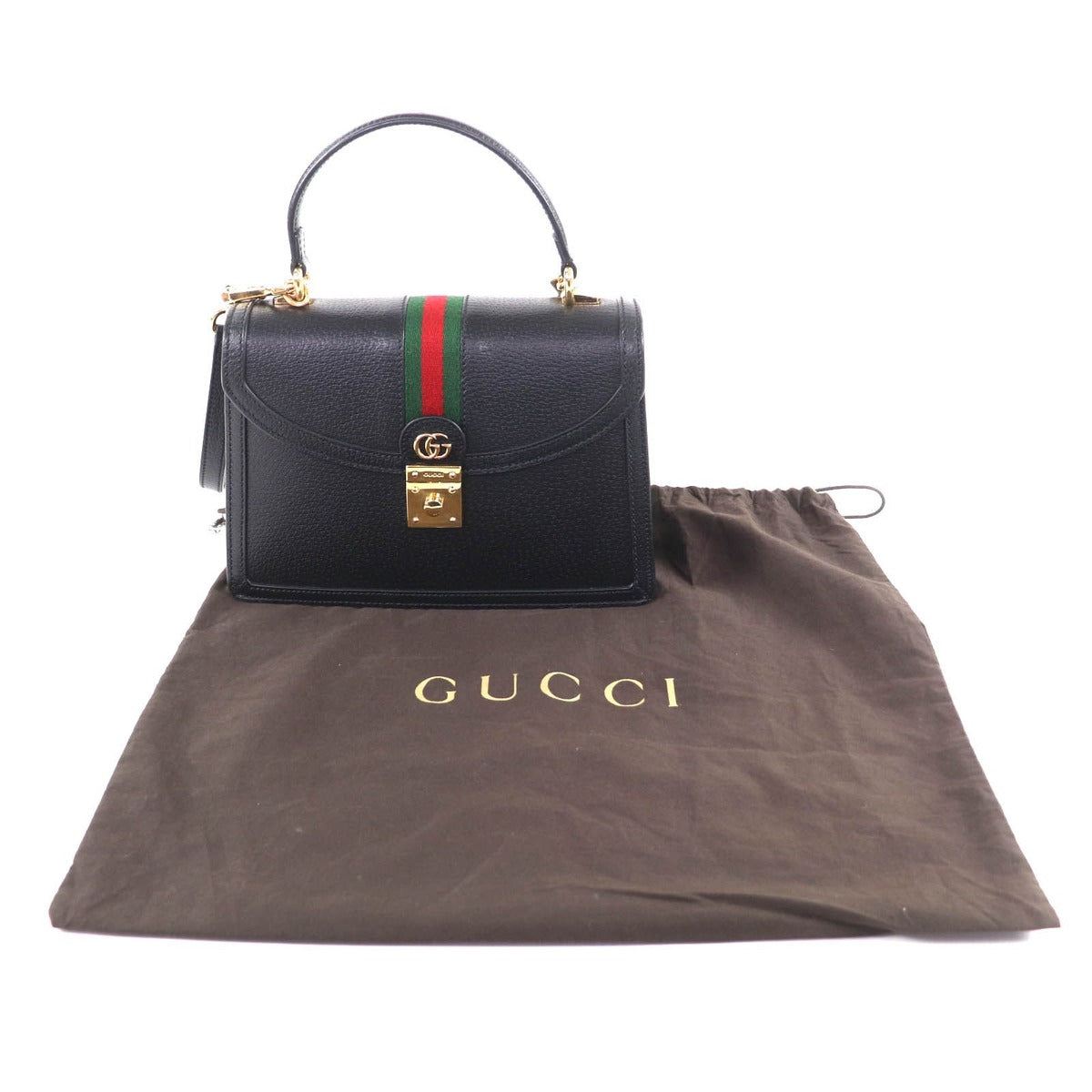 Gucci Ophidia Medium Bag Leather 2-Way Black Gold — view 2