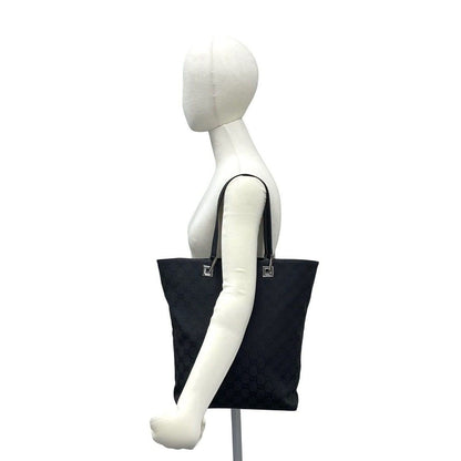 Gucci GG Logo Pattern Canvas Leather Tote Black — view 2