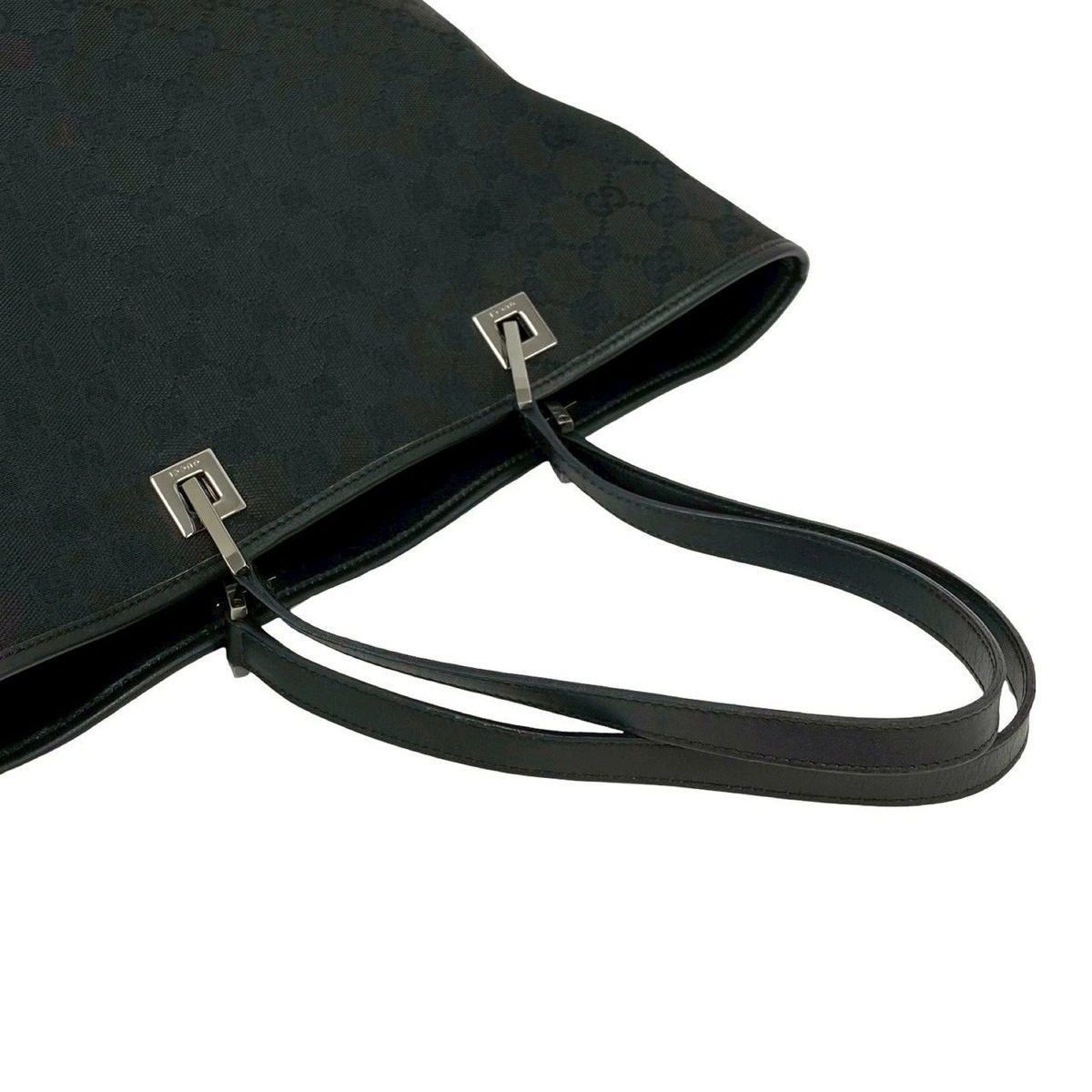 Gucci GG Logo Pattern Canvas Leather Tote Black — view 4