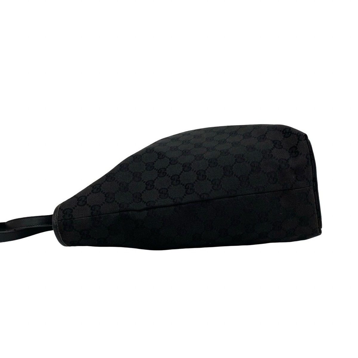 Gucci GG Logo Pattern Canvas Leather Tote Black — view 5