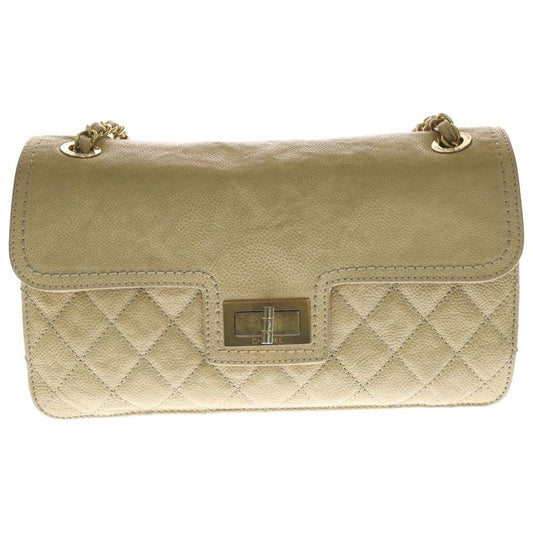 Chanel Quilted 2.55 S Flap Chain Shoulder Bag Beige Soft Caviar