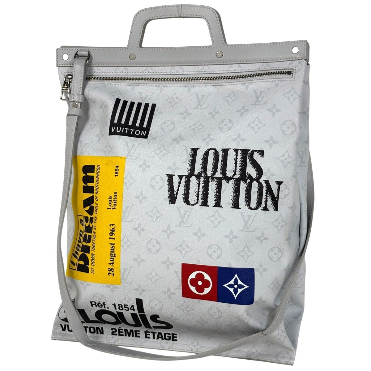 Louis Vuitton Flat Vertical Tote Monogram White 2-Way Shoulder Bag