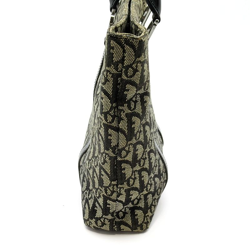 Dior Trotter Handbag Canvas Leather Women's Handbag Navy Excellent Condition