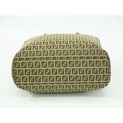 Fendi Zucchino Tote Handbag Canvas Beige Brown 8 Bh131 Bag — view 4