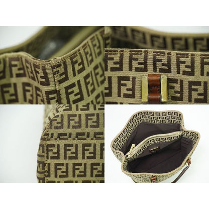 Fendi Zucchino Tote Handbag Canvas Beige Brown 8 Bh131 Bag — view 7