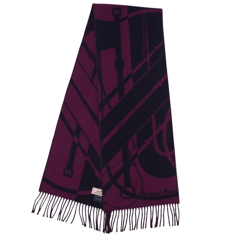 Hermes Muffler Shawl Fringe Clic Clac Scarf