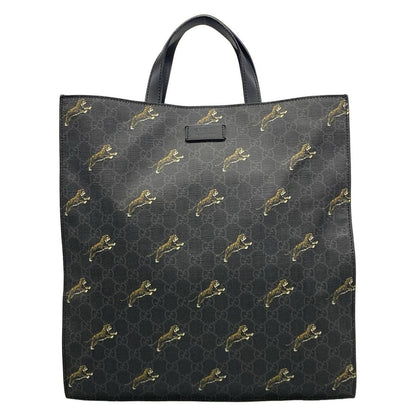 Gucci Tote GG Plus Supreme Dark Gray Black Multi Taiga Print Leather