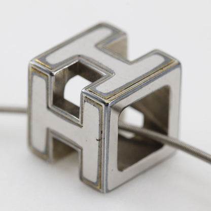Hermes Caged Ash H Cube Metal Silver Ladies 8.2g Necklace
