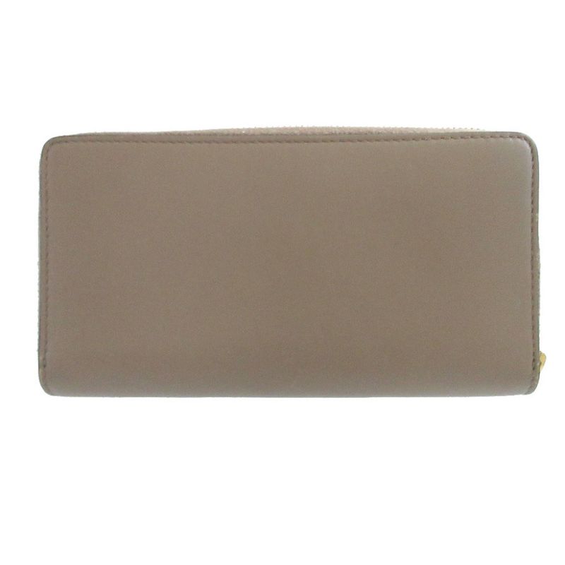 Gucci Bamboo 453158 Leather Beige Round Zipper Long Wallet 0319 Gucci