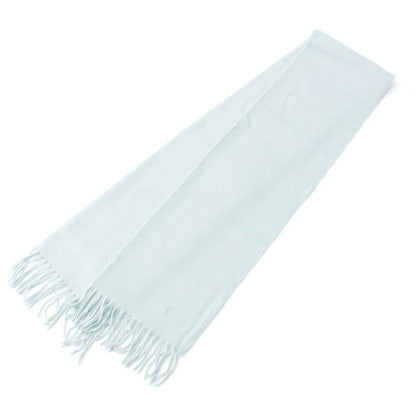 Hermes Cashmere Logo Embroidery Fringe Scarf Blue