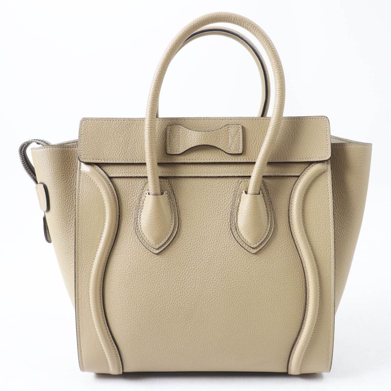 Celine 18979 Luggage Micro Shopper Dune Drummed Calfskin Handbag Storage With