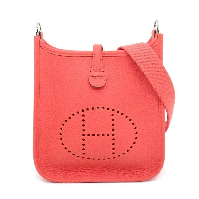 Hermes Shoulder Bag Evelyne TPM Amazone Rose Texas Taurillon Clemence Silver
