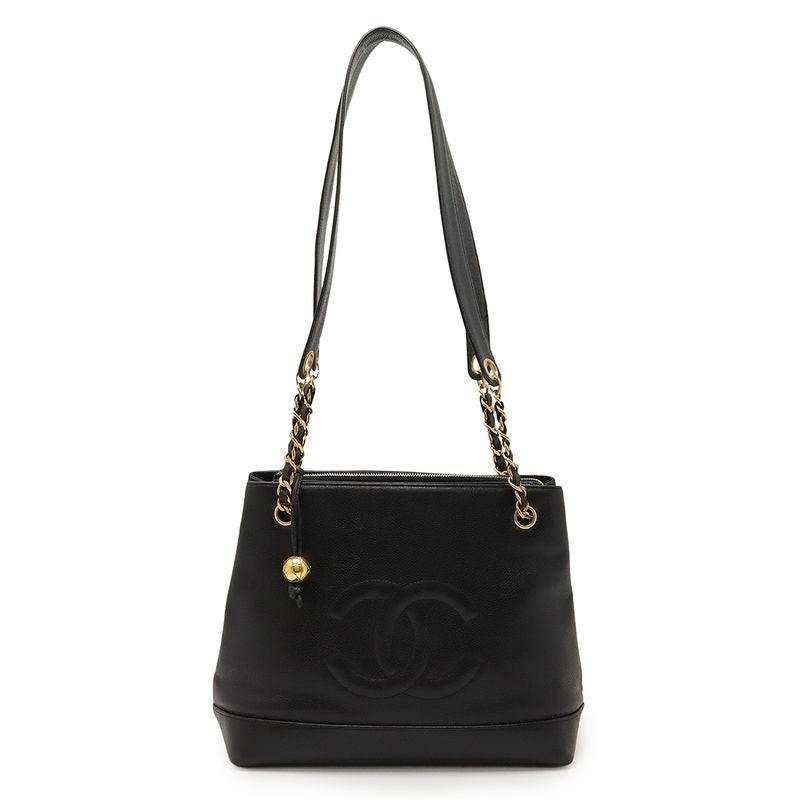 Chanel Coco Ball Chain Tote Bag Caviar Leather