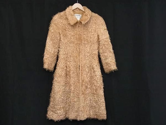Chanel 65% Nylon And 35% Wool Long Coat Outerwear Jacket Clothing Size 38
