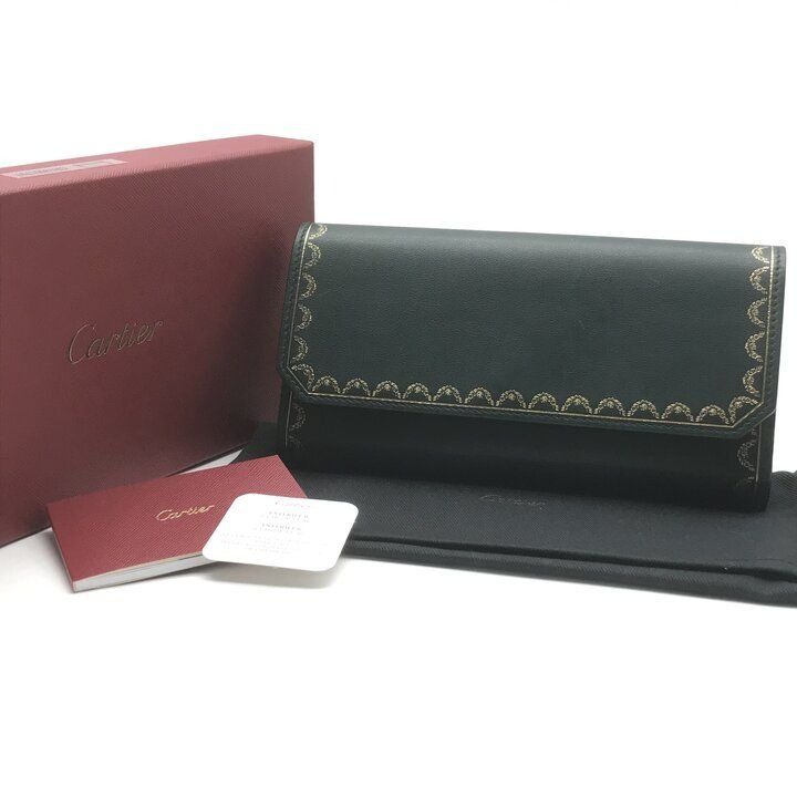 Cartier Garland de International Leather Wallet Green