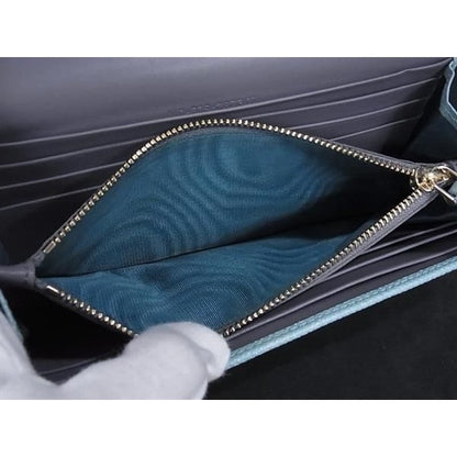 Bvlgari Wallet Blue Leather Logo Clip Fold Long — view 6