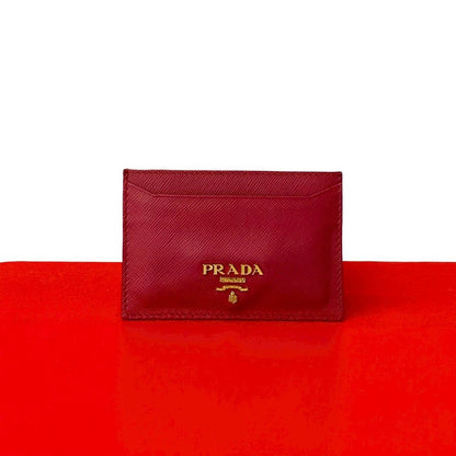 Prada Logo Gold Saffiano Leather Card Case