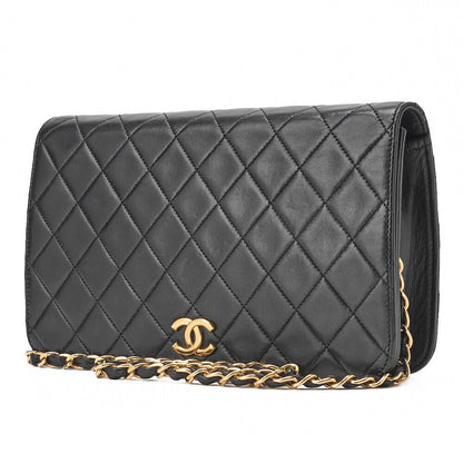 Chanel Chain Shoulder Bag Matelasse Push Lock Lambskin Black Gold Hardware