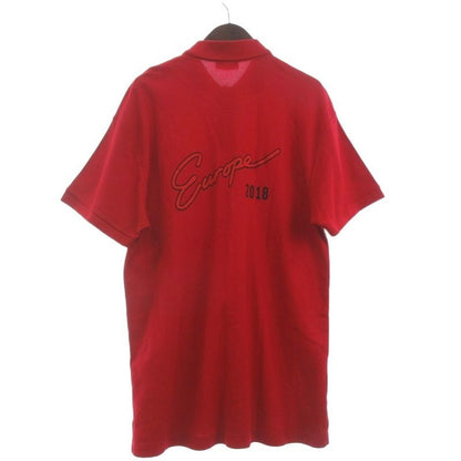 Balenciaga 18 SS Polo Shirt Cut And Sew Short Sleeve Pique Back Print Cotton Red