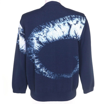Dior Graphic Print Long Sleeve Knit Cardigan Navy — view 3