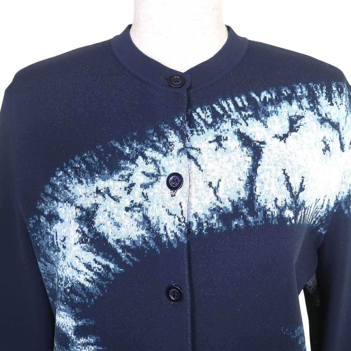 Dior Graphic Print Long Sleeve Knit Cardigan Navy — view 4