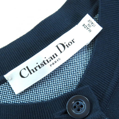 Dior Graphic Print Long Sleeve Knit Cardigan Navy — view 6