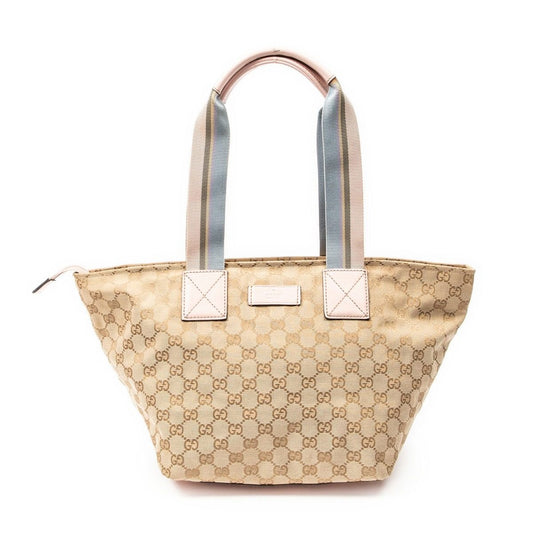 Gucci Web Trapeze Tote Light Pink Beige GG Canvas
