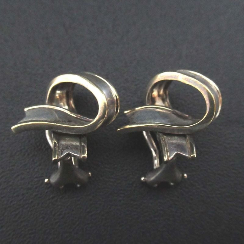 Tiffany & Co Vintage Ribbon Clip Earrings SV Gold Silver