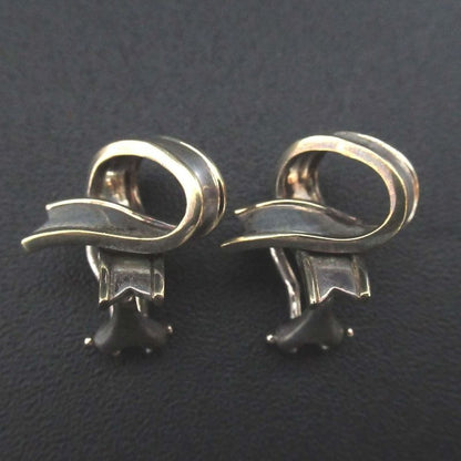 Tiffany & Co Vintage Ribbon Clip Earrings SV Gold Silver