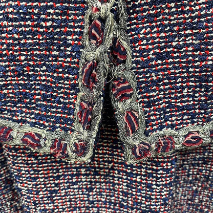 Chanel Tweed Setup Navy X Red X White Size 34 36 Skirt Suit
