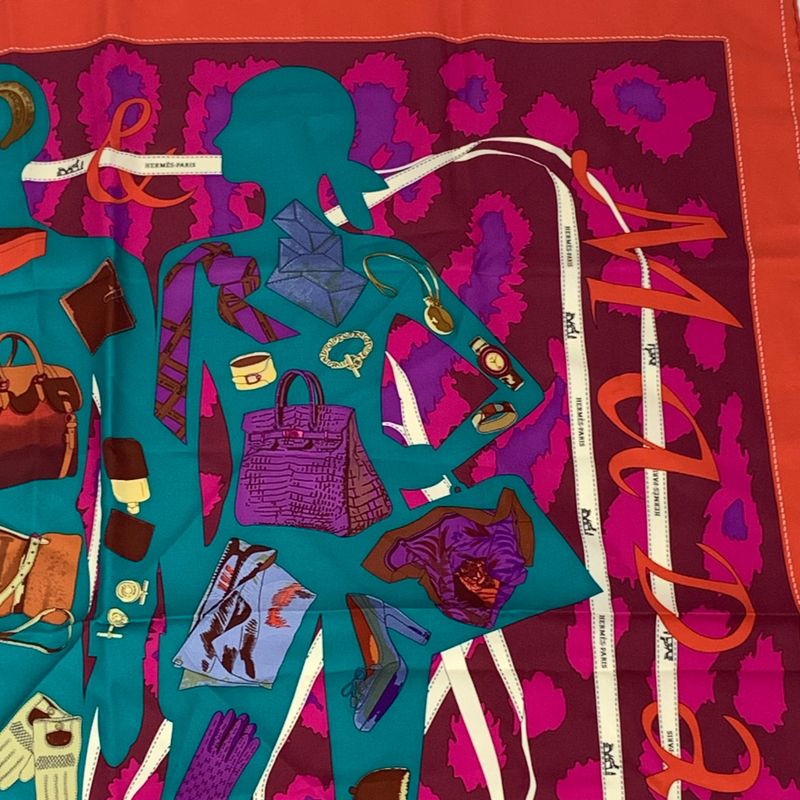 Hermes Carre 90 Monsieur ET Madame All-over Silk Scarf Multicolor