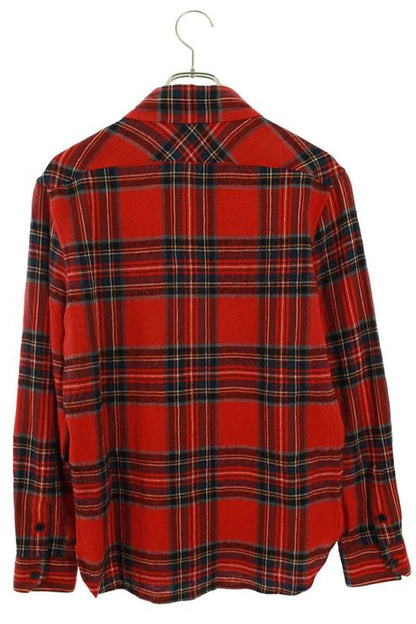 Saint Laurent Paris 636581 Y2b37 Logo Stitch Tartan Checked Long Sleeve Shirt