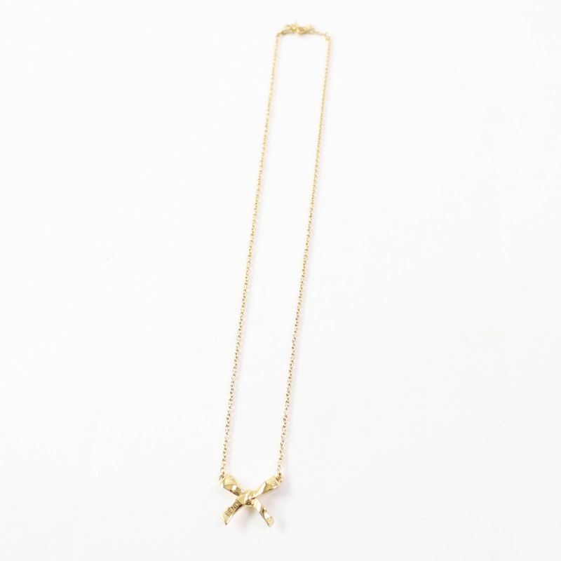 Fendi 8ak081 Logo Ribbon Necklace/pendant Gold With Box Ladies