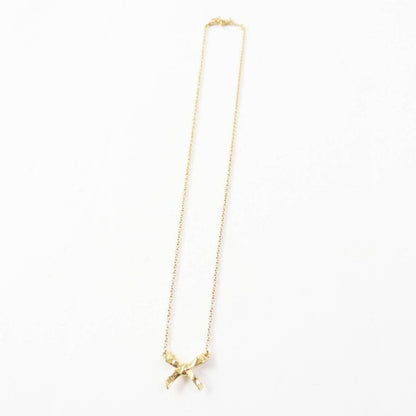 Fendi 8ak081 Logo Ribbon Necklace/pendant Gold With Box Ladies