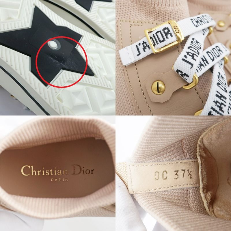 Dior Sneakers Size 37 1 2 High Cut Lace Logo Women's Shoes