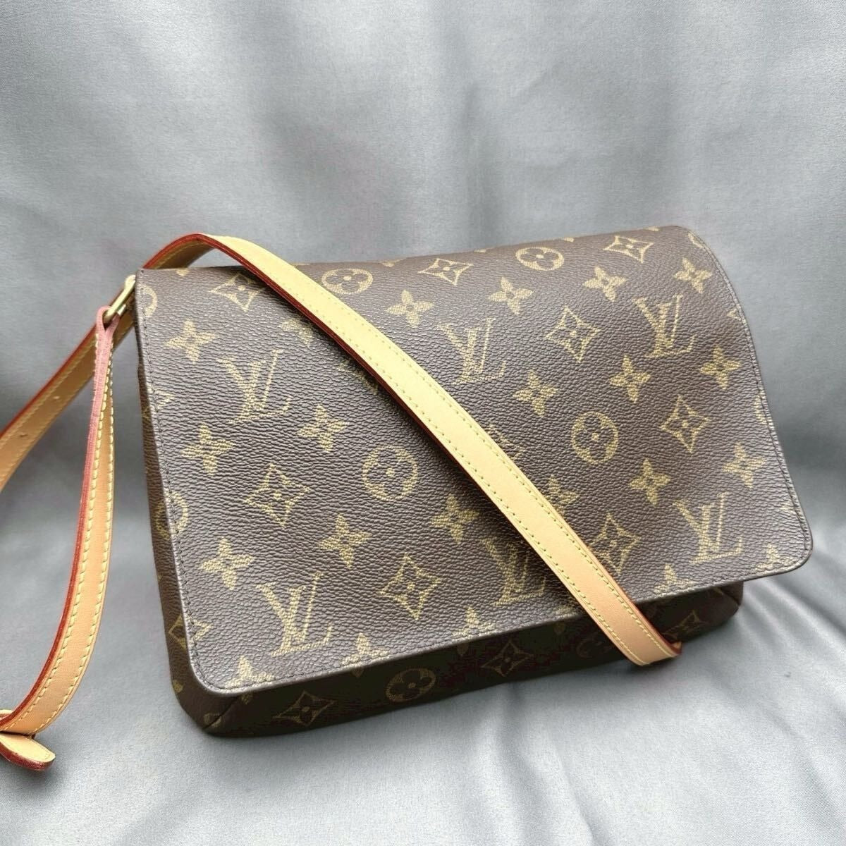 Louis Vuitton Monogram Musette Tango Crossbody Shoulder Bag Brown Tan